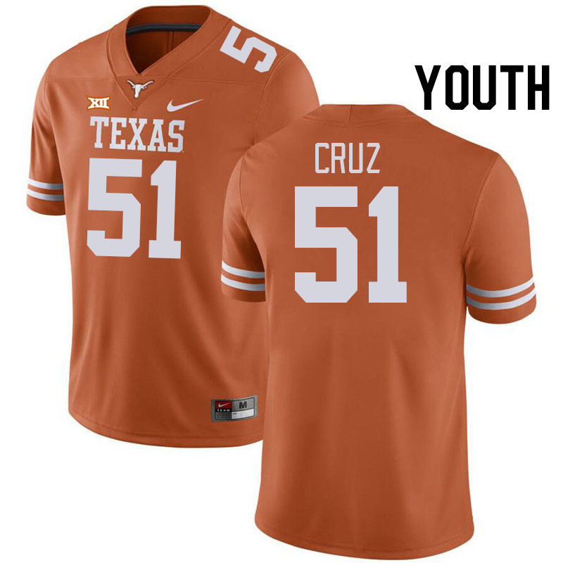 Youth #51 Daniel Cruz Texas Longhorns College Football Jerseys Stitched-Orange